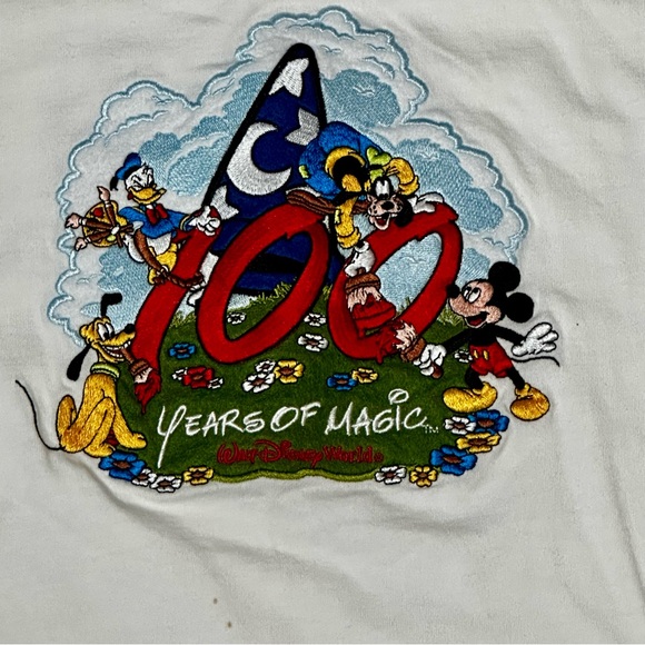 Disney World 100 Years of Magic Embroidered Tee Shirt WDW Magic Kingdom Mickey - Picture 1 of 10